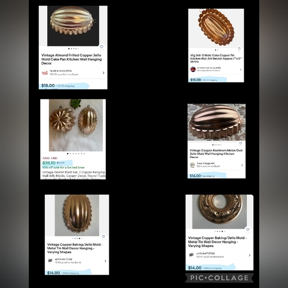 Two Vintage Copper Molds - Jello Molds - Wall Hangings - Picture 13 of 13